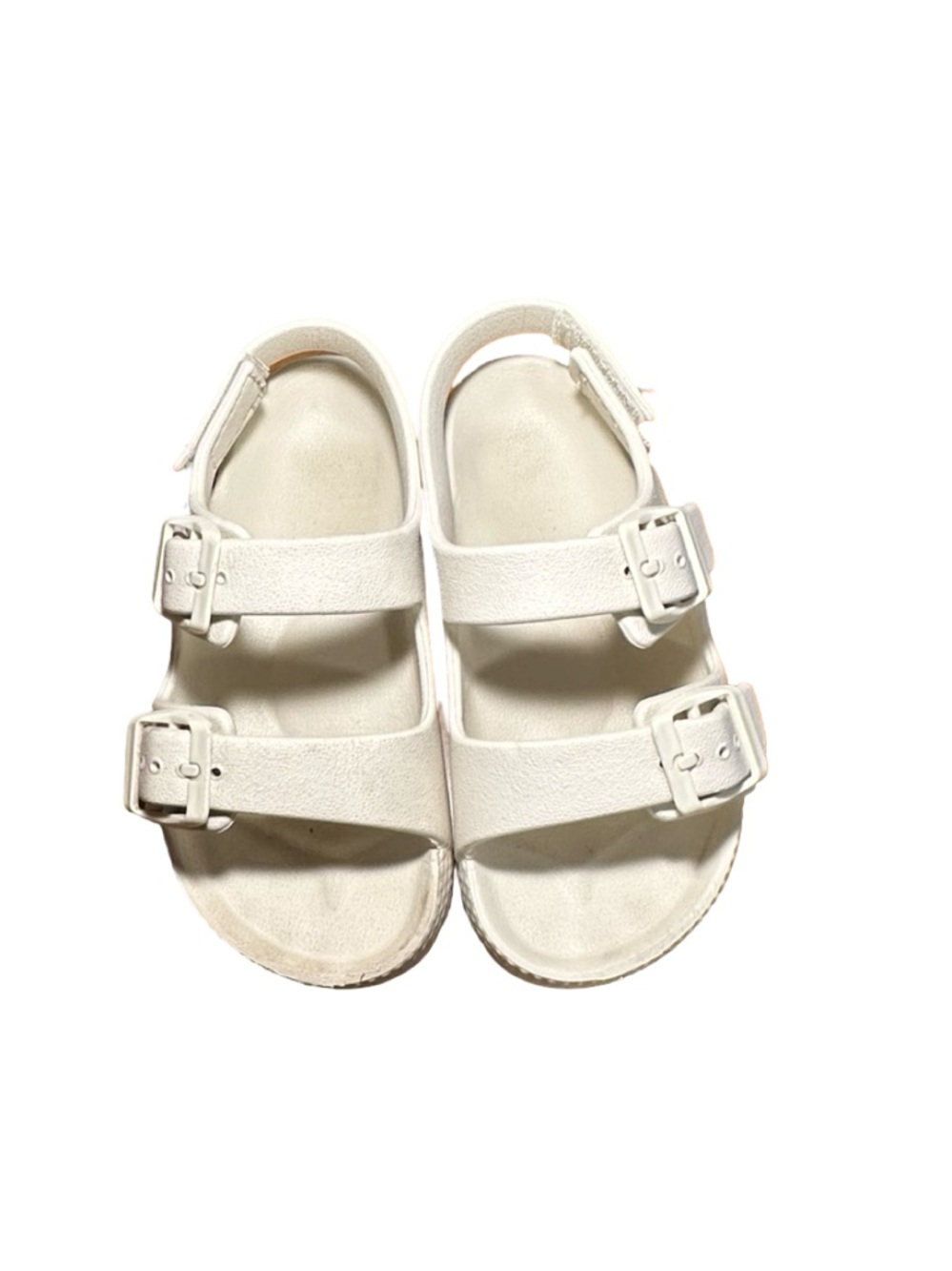 Toddler Sandals Size 9 cream Double Buckle Comfort Slides